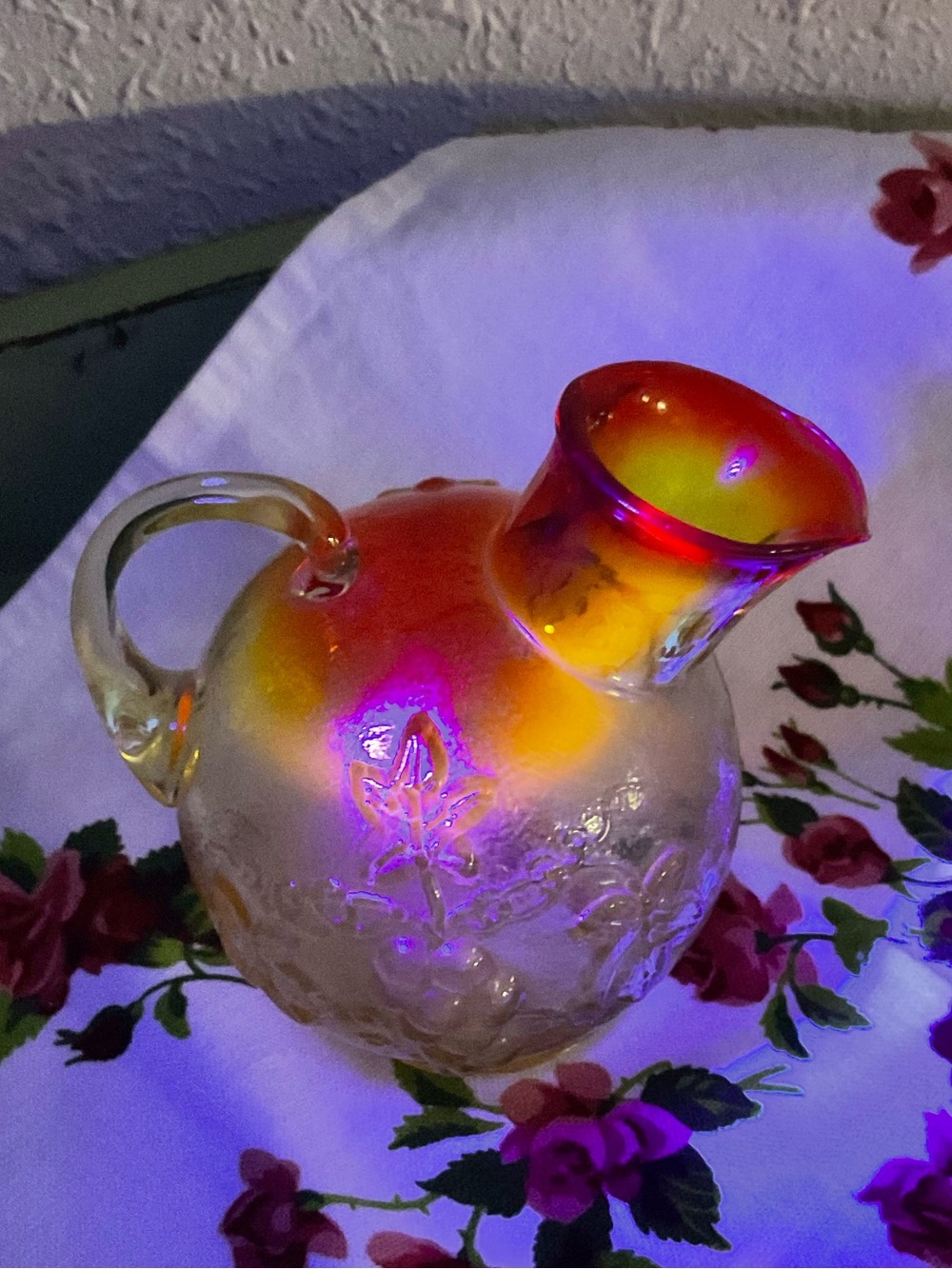 Amberina Orange Cadmium Glowing Glass Mini Pitcher